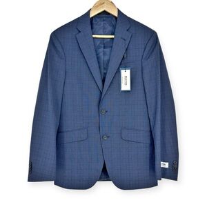 Reaction Kenneth Cole Blue Glen‎ Plaid NWT 36R Sports Coat Suit Jacket